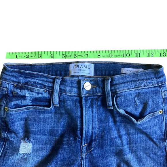 Frame Denim Le High Straight Carroll Distressed Staggered Raw Hem Jeans, Size 25 - Picture 8 of 15